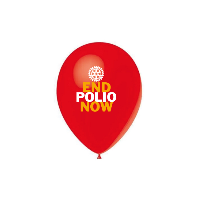 Ballon End Polio Now - 100% latex = 100% biodégradable  Pack de 100 pièces EN STOCK ! disponible sous quelques jours.